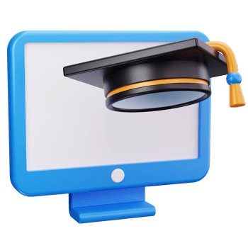 3D Icon Graduation Cap On Monitor png