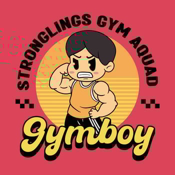 Cartoon character flexing muscles vector