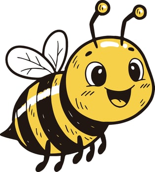 A cartoon bee with a smile on its face vector