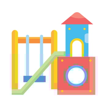 Colorful playground with swings and slide vector