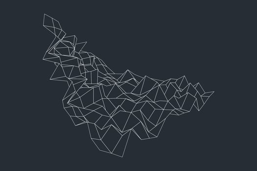 Wireframe geometric objects background featuring abstract polygonal shapes on dark vector