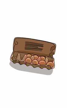 Fresh raw eggs in a paper container. Material Healthy raw food vector