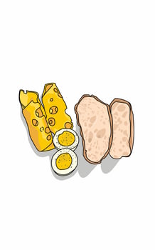 Breakfast whole white bread boiled eggs and chesee vector