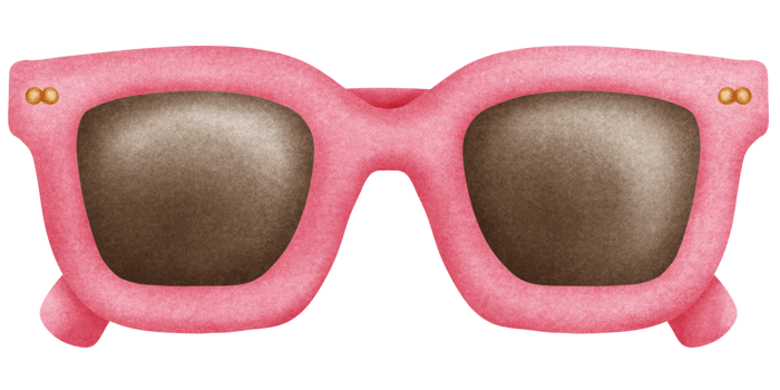 Isolated cute pink sunglasses for summer beach in crayon art style on transparent background png