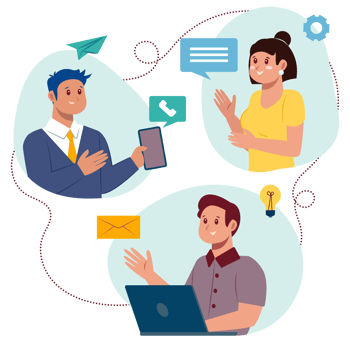 Illustration of team work communication for business development concept png