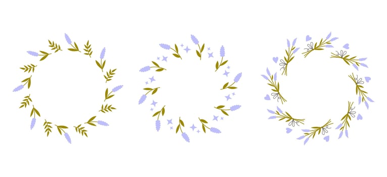 Lavender Circular Frames Set vector