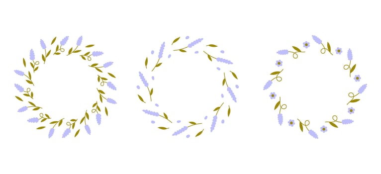 Lavender Floral Frames Set vector