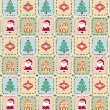 Colorful Christmas pattern with festive icons vector