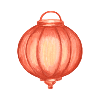 Chinese New Year paper lantern watercolor illustration. Hand drawn isolated festive illumination red light decoration. China traditional element for winter holiday in vibrand color for print, sticker. png