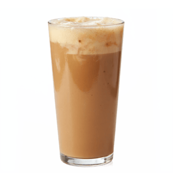 Creamy Iced Coffee Beverage Glass with Foam on Top Transparent Background Clipping Path png