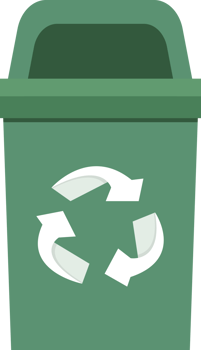 A green trash can with a white arrow png