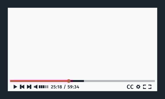 Screen of media player mockup with copy space. Display icon. Screenshot of streaming. Play next full size Buttons in flat simple style. Playback app ui interface. vector