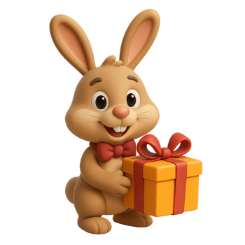 Cartoon Bunny Holding a Gift Box, Perfect for Celebrations and Events png
