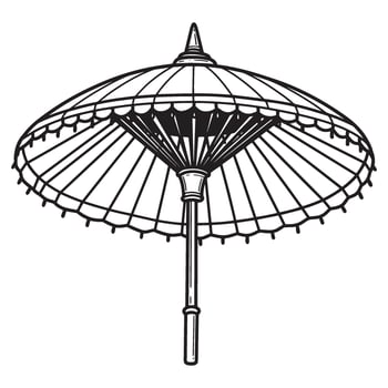Elegant black and white hand drawn parasol on a white background for design projects vector