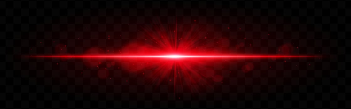 A red light beam on a transparent background vector