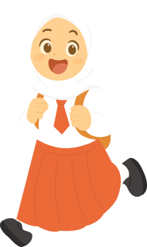 cartoon muslim girl with a backpack and a white hijab png