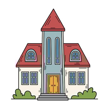 Charming house with red roof and blue vector