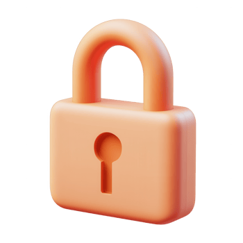 3d icon bright orange padlock securing digital symbolizing data protection with clean transparent background isolated png