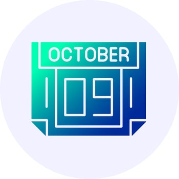 9 October Icon Minimal Gradient Style vector