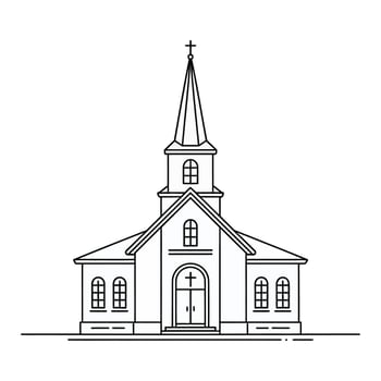 Church building outline illustration vector
