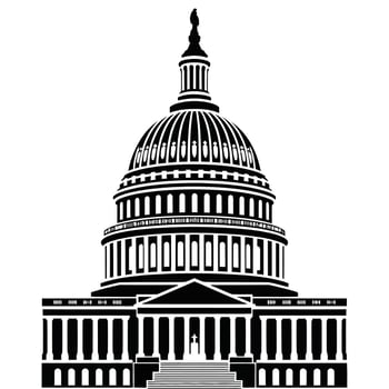 Black Silhouette Capitol Building Illustration. vector