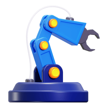 Robotic arm with blue claw ideal for tech concepts, automation, robotics projects, manufacturing industry designs, and futuristic themes png