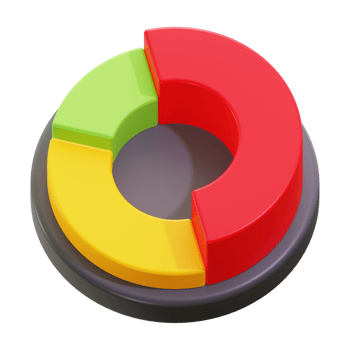 Colorful 3D pie chart suitable for presentations, infographics, data analysis. Add visual appeal and clarity to your business reports png