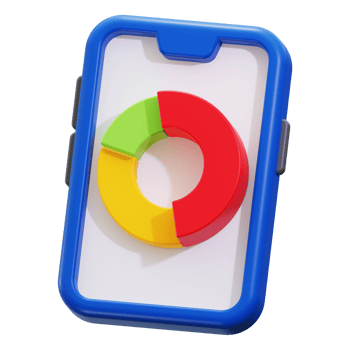 phone with colorful pie chart suitable for business presentations, financial reports, data analysis, technology concepts, and communication concepts png