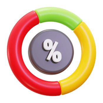 Colorful 3d percentage sign perfect for digital marketing, finance, sales presentations, infographic designs, and business promotions. Vibrant and eye catching png