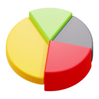 Colorful 3d pie chart suitable for data analysis presentations, business reports, financial infographics, marketing materials, and educational content png