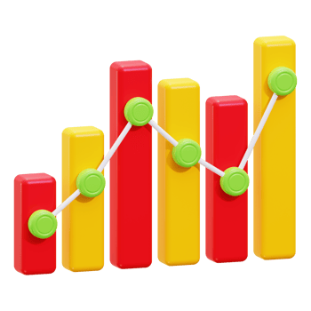 3D bar graph shows upward trending data, ideal for business presentations, financial reports, marketing materials, and economic articles png