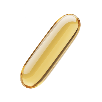 3d and Close up of icon transparent golden gel capsule, creating a sleek and modern representation of health a wellness. Isolated png