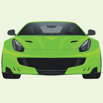 Realistic Sport Car Illustration light green color vector