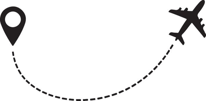 Airplane Route Solid Black Silhouette vector