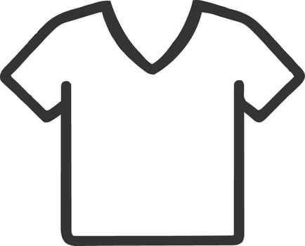 V neck t shirt icon illustration outline stroke minimalist black line vector
