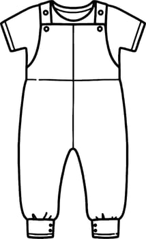 Kids jumpsuit Minimalist line art hand drawn outline stroke vector