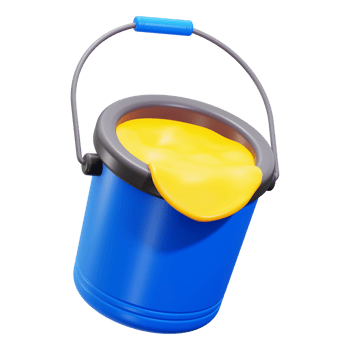 3d Paint Bucket icon. suitable for DIY, construction, renovation, home improvement, paint projects, art supplies, spills concept png