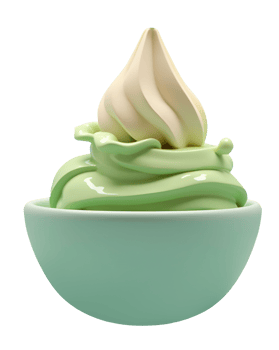 Delicious soft serve dessert in mint bowl brings happy, refreshing feeling png
