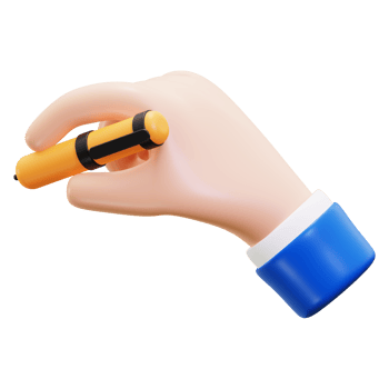 3d Hand holding yellow pen, writing tool for education, creativity, business, design, communication, office, stationary, school, writing, notes concepts png