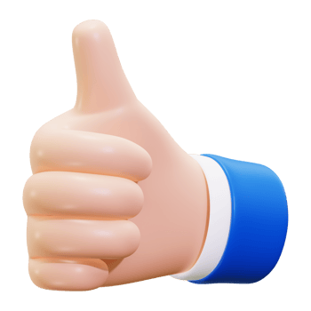 Thumbs up gesture by a cheerful 3d cartoon hand, perfect for expressing approval, positivity, success in social media, presentations png
