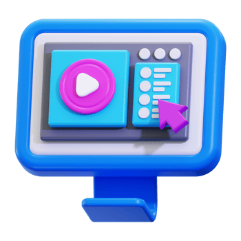 3d Tutorial icon. Ideal for tech, multimedia, and entertainment related designs needing a modern touch png