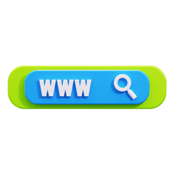Web search concept in a 3D www button. Ideal for web design, online search engines, tech website banners, or digital marketing png