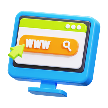 Seo search engine optimization concept displayed in a 3d computer screen with www icon. Ideal for digital marketing presentations png