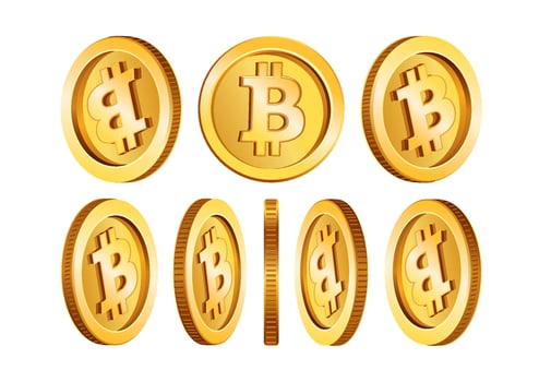 Bitcoin coins illustration for cryptocurrency vector