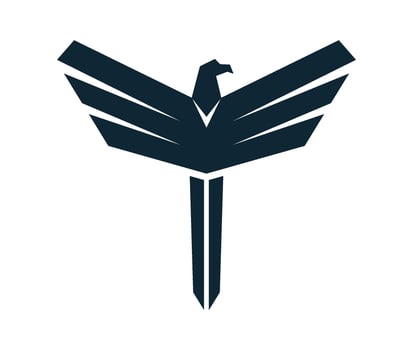 Eagle sword logo. Stylized eagle and sword logo design, symbol of strength, freedom, and noble power. logotype illustration vector