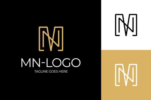 Letters NM, MN Logo Emblem Monogram. Unique creative simple fashion brands golden NM MN M initial based letter icon logo vector