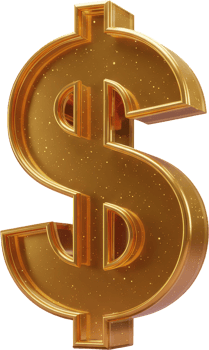 Shimmering golden dollar sign symbol for money, wealth, and financial success png
