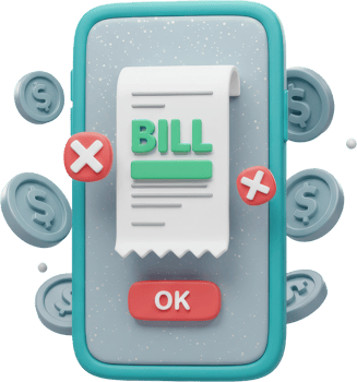 3D smartphone displaying a digital bill, online payment, and financial transaction concept png