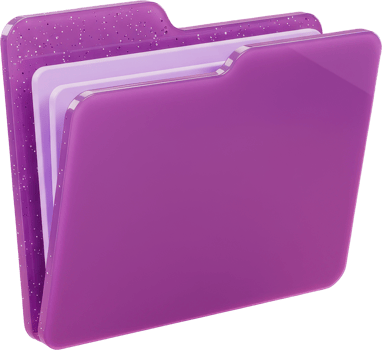 Vibrant purple 3D folder with papers for digital file organization png