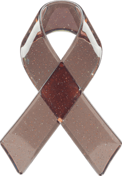 Sparkling translucent brown awareness ribbon for charity and support campaigns png